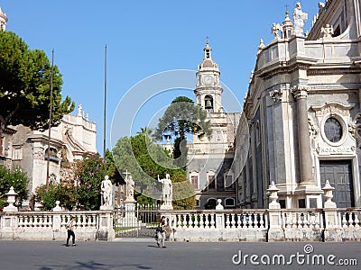 Roman Catholic Cathedral of Saint Agatha â€“ Catania - Sicily - Italy Editorial Stock Photo